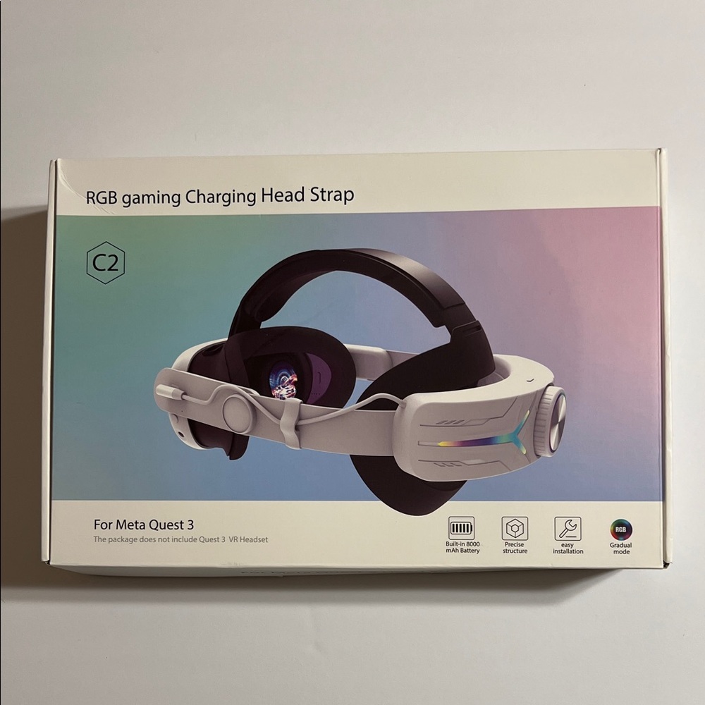 RGB Adjustable Head Strap 8000 mah Battery Headband for Meta Quest 3 VR Headset